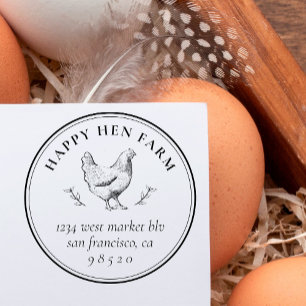 Tampon Auto-encreur Carton d'oeuf d'entreprise de poulet vintage dessi