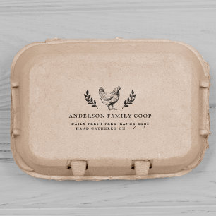 Tampon Auto-encreur Carton d'oeuf Vintage cueilli à la main par la fam