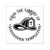 Tampon Auto-encreur Casque Casquette pompier Nom du livre (Design)