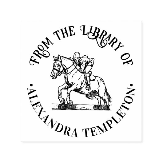 Tampon Auto-encreur Cavalier Équestre Cheval #2 Saut Bibliothèque Nom  (Design)