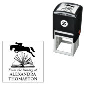 Tampon Auto-encreur Cavalier Sautant par-dessus un Livre Ouvert Nom de (En situation)