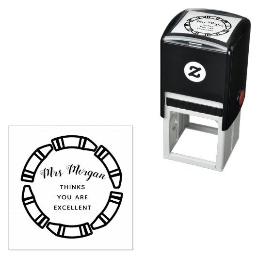 Tampon Auto-encreur Ccrayons encerclés enseignants excellence Timbre e (En situation)