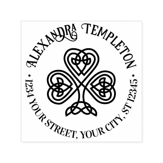 Tampon Auto-encreur Celtic Knot Shamrock #3P Nom Adresse de retour (Design)