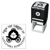 Tampon Auto-encreur Cendrillon Citrouille Carriage Bibliothèque Nom du (En situation)