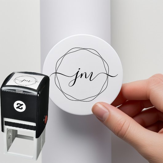 Tampon Auto-encreur Cercle-Art, Monogramme, Timbre d'écriture