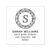 Tampon Auto-encreur Cercle ornemental Monogramme Nom personnalisé Adre (Design)