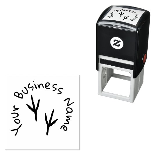 Tampon Auto-encreur Cercle Texte & Oiseau Imprimer auto-encre en caout (En situation)