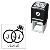 Tampon Auto-encreur Cercles Mariages Monogrammes Chics (En situation)