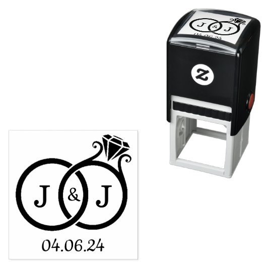 Tampon Auto-encreur Cercles Mariages Monogrammes Chics (En situation)