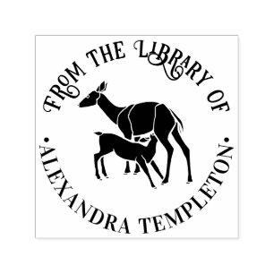 Tampon Auto-encreur Cerf Biche Nourrissant Faon “De la bibliothèque de
