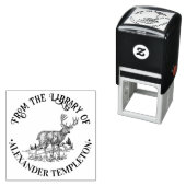 Tampon Auto-encreur Cerf rustique dans le nom de livre de la bibliothè (En situation)