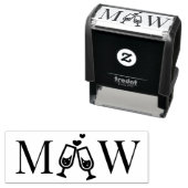 Tampon Auto-encreur Champagne Flutes Couple Mariage 2 Monogramme initi (En situation)