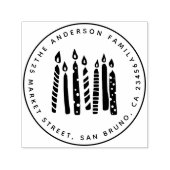 Tampon Auto-encreur Chandelles Cute Round Nom de famille et adresse de (Design)