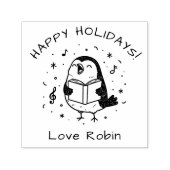 Tampon Auto-encreur Chant de Carol Whimsical Robin Joyeux Noël (Design)