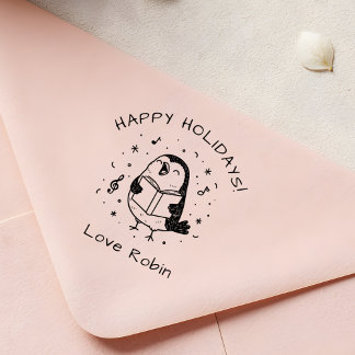 Tampon Auto-encreur Chant de Carol Whimsical Robin Joyeux Noël