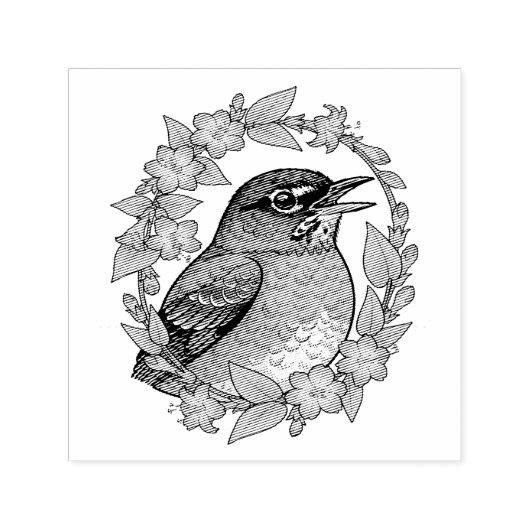 Tampon Auto-encreur Charming Connecticut Bird With Mirabilis (Design)