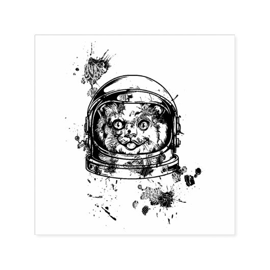 Tampon Auto-encreur Chat astronaute (Design)