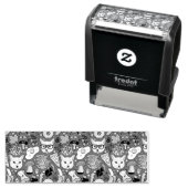 Tampon Auto-encreur Chat et oeuf sur le rouge (En situation)