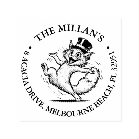 Tampon Auto-encreur Chat mignon dans le thème casquette (Design)