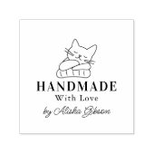Tampon Auto-encreur Chat mignonne fait main avec amour, Grand Timbre e (Design)