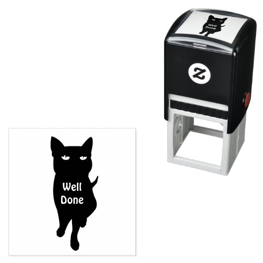 Tampon Auto-encreur Chat noir félin mignon (En situation)