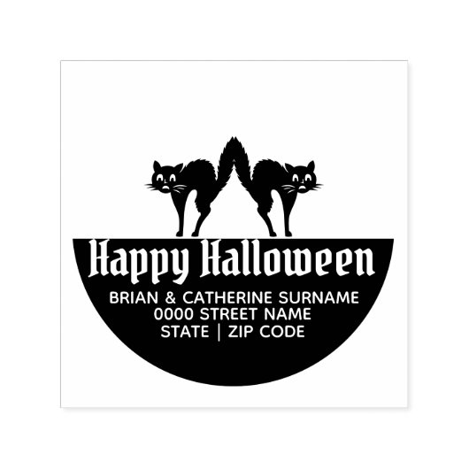 Tampon Auto-encreur Chat silhouette fun halloween adresse de retour (Design)