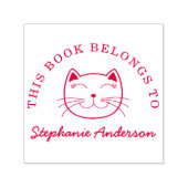 Tampon Auto-encreur Chat souriant | Personnaliser Ce Livre Appartient  (Design)