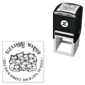 Tampon Auto-encreur Chats couchés mignons Nom de l'adresse (En situation)