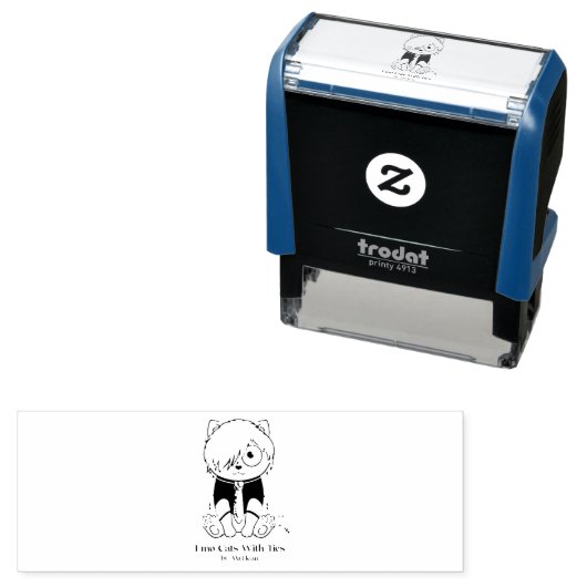 Tampon Auto-encreur Chats Emo Avec Timbres Cravate (En situation)