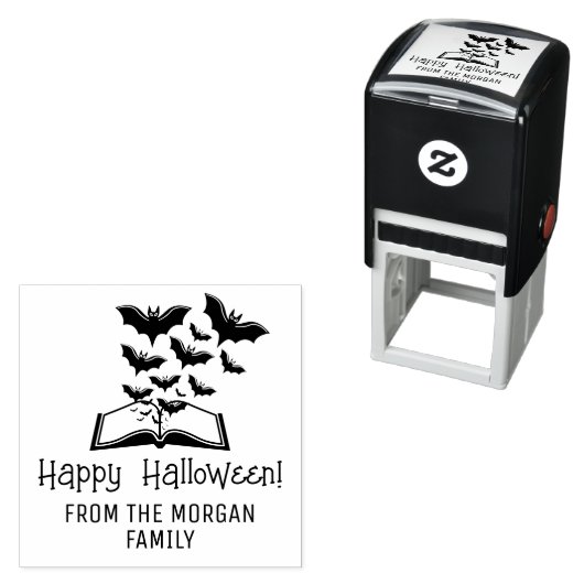 Tampon Auto-encreur Chauves-souris d'élevage Réservez Heureux Hallowee (En situation)