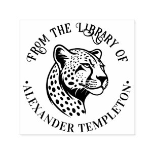 Tampon Auto-encreur Cheetah Head #1P Nom du livre de bibliothèque