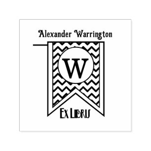 Tampon Auto-encreur Chevron Bannière Initiale Monogramme Ex Libris Liv