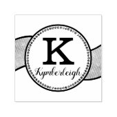 Tampon Auto-encreur Chic Diamonds Wavy Ribbon Girly Glam Nom (Design)