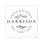 Tampon Auto-encreur Chic Elegant Mr & Mrs Marié Couple Mariage Date (Design)