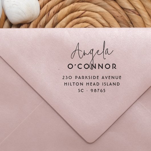 Tampon Auto-encreur Chic Modern Handwriting Nom et adresse de retour