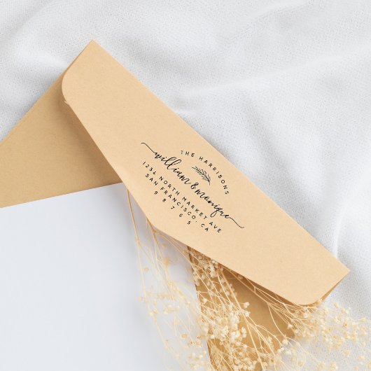 Tampon Auto-encreur Chic Modern Mariage manuscrit Adresse de retour