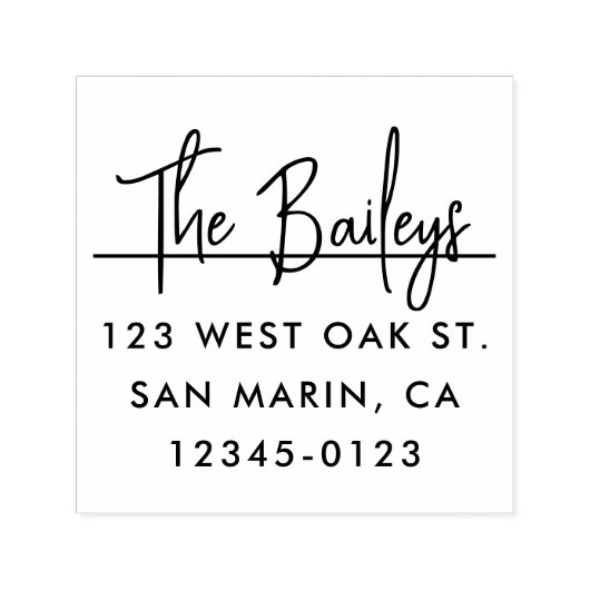 Tampon Auto-encreur Chic Modern Script Name Adresse de retour (Design)