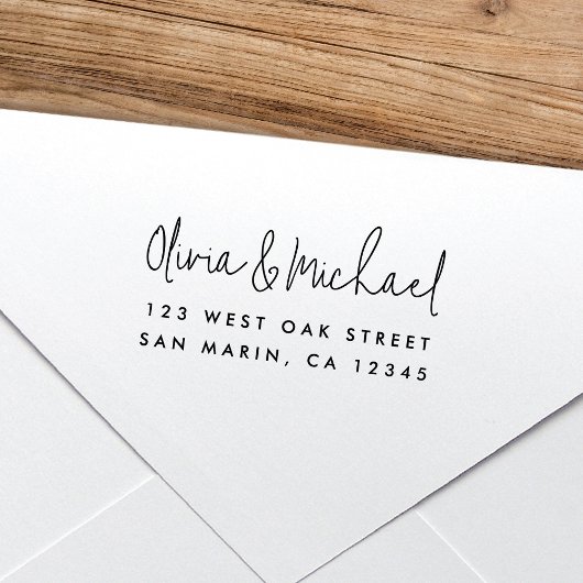 Tampon Auto-encreur Chic Modern Script Name Return Address 