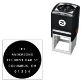 Tampon Auto-encreur Chic moderne rond noir & blanc (En situation)
