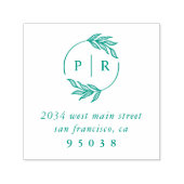 Tampon Auto-encreur Chic Monogram Wreath Mariage Adresse de retour (Design)