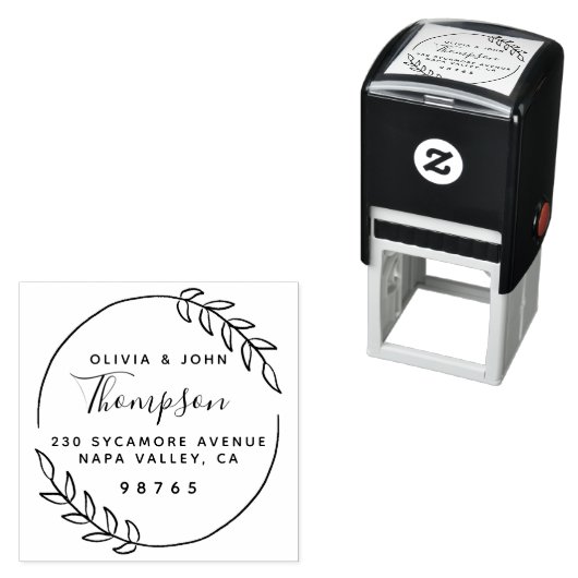 Tampon Auto-encreur Chic Rustic Mariage Noms Adresse de retour (En situation)