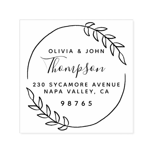 Tampon Auto-encreur Chic Rustic Mariage Noms Adresse de retour (Design)