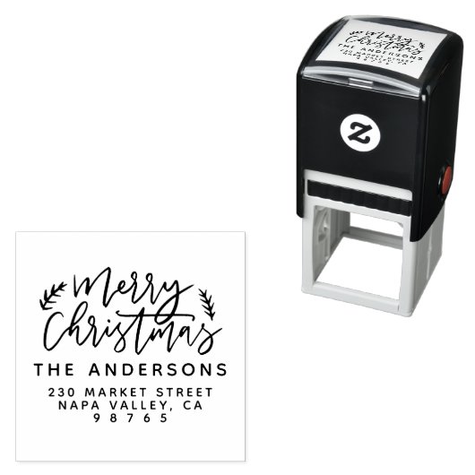 Tampon Auto-encreur Chic rustique Script Joyeux Noël Adresse de retour (En situation)