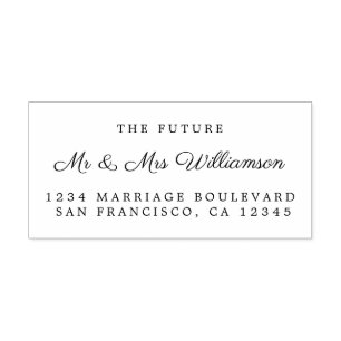 Tampon Auto-encreur Chic Script Future M. Mme Mariage Adresse de retou