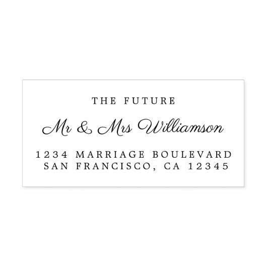 Tampon Auto-encreur Chic Script Future M. Mme Mariage Adresse de retou (Design)