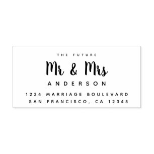 Tampon Auto-encreur Chic Script Future M. Mme Mariage Adresse de retou
