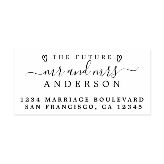 Tampon Auto-encreur Chic Script Future M. Mme Mariage Adresse de retou (Design)