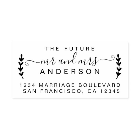 Tampon Auto-encreur Chic Script Future M. Mme Mariage Adresse de retou (Design)