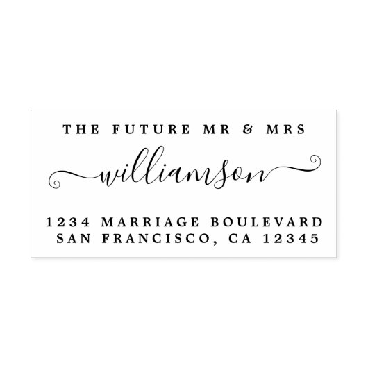 Tampon Auto-encreur Chic Script Future M. Mme Mariage Adresse de retou (Design)
