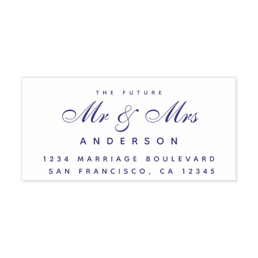 Tampon Auto-encreur Chic Script Future M. Mme Mariage Adresse de retou (Design)